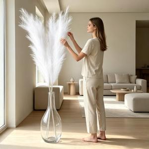 beigeok 4PCS 71" White Extra Tall Large Faux Pampas Grass, Boho Fluffy Artificial Pompas Grass Stems Home Decor for Floor Vases Filler, Living Room, Wedding
