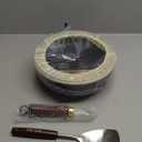 UMETRE Carbon Steel Wok Pan, 11" Woks & Stir-Fry Pans with Wooden Lid Cookwares, Nonstick Wok Flat Bottom Small Handmade Chinese Wok For for All Stoves