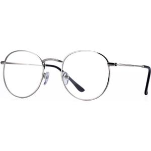 Pro Acme Classic Round Metal Clear Lens Glasses Frame Unisex Circle Eyeglasses (Silver) (-3.25)