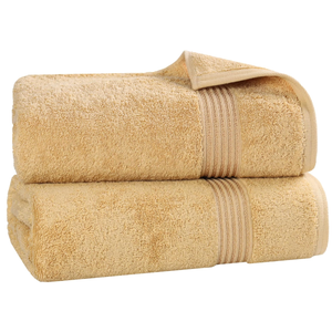 Madison Egyptian Cotton Bath Towels, Towel Set for Bathroom, Shower, Hotel, Plush, 800 GSM, Highly Absorbent and Ultra-Soft Towels, Bath Essentials, Towels, Set of 2, Gold, 34×68