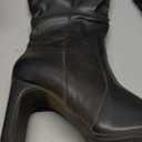 Hawkwell Women's Black White Fall Winter Chunky High-heel Side Zip Knee High Boots Size 6 1/2