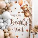 Baby Shower Sign Decorations Decal We Can Bearly Wait Sign for Backdrop Gender Reveal Party Decoration for Balloon Arch Boy or Girl Sticker Baby Bear Welcome Signs for Pregnancy Party Photo Background, Red Brown