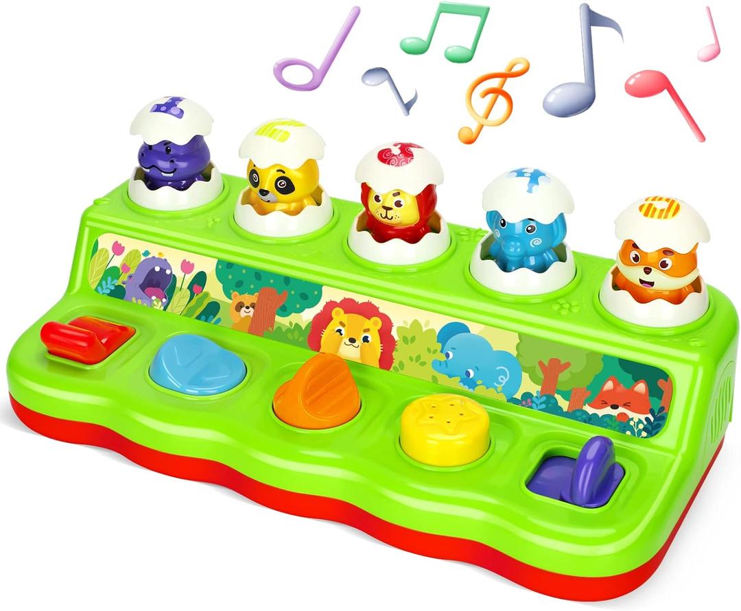 YEEBAY Pop Up Animals Toy with Music & Sound, Early Developmental Toy for 12-18 Months Baby, Infants & Toddlers,1 Year Old Girls & Boys