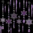 Giegxin 32 Pcs Crystal Christmas Ornaments Crystal Hanging Snowflakes Acrylic Xmas Tree Icicle Drop Decorations with Hooks for Christmas Snow Party Winter(Purple)