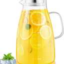 1 Gallon 128oz Glass Pitcher, Water Pitcher with Lid and Spout, Glass Carafe for Hot/Cold Drink, Water Jug for Iced Tea, Coffee, Juice, Milk, Beverage (Extra-Wide Mouth)