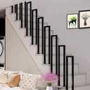 4Pcs U-Shaped Stair Handrail, Matte Black Hand Rail for Indoor Steps, Wrought Iron Outdoor Stair Railing for Porches, Decks, Lofts, 35.4in (4Pcs, Black)