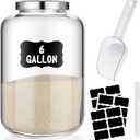 Hushee 6 Gallon Large Glass Jar with Metal Lid Wide Mouth Cookie Jars with Scoop Labels Marker Airtight Canning Canisters Heavy Duty Glass Food Storage Containers for Storing Flour Rice Sugar Nuts