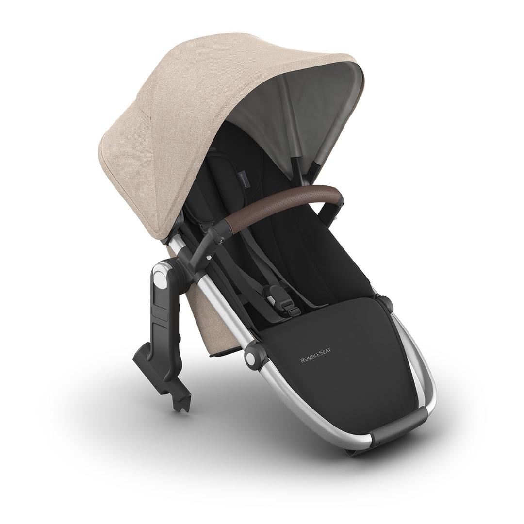 UPPAbaby RumbleSeat V3 Second Lower Seat - Compatible with Vista V2 and Vista V3 - All-Weather Seat + Magnetic Buckle Adapters Included - Declan (Oat Mlange/Silver Frame/Chestnut Leather)
