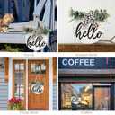 3D Hello Spring Wreaths for Front Door | White Horizontal Round Wreaths | Housewarming Gift | Farmhouse Wood Door Hanger for Home Decor Indoor and Outdoor, Classroom, Yard, Porch Decor