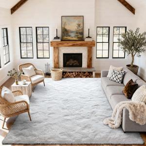 Area Rugs for Living Room, 6x9 Feet Soft Fluffy Shagg Plush Rug High Pile Large Indoor Modern Non-Slip Floor Carpet for Bedroom Nursery Kids Home Room Dorm Decor Aesthetic White