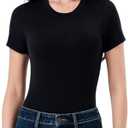 Women's Short Sleeve Bodysuit Crew Neck & V Neck Modal Soft Comfortable Fit Sexy Top Size XL