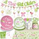 162pcs A Tiny Bit Older Birthday Decorations Include Martini Plates and Napkins Set, Banner, Hanging, Tablecloth, Cake Topper, for Girl Women Birthday Bridal Wedding Baby Shower Decoration Serve 25