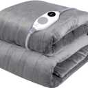 Westinghouse Electric Blanket Heated Throw, Super Cozy Soft Flannel 50"" x 60"" Heated Throw with 6 Fast Heating Levels & 2-10 Auto-Off, Machine Washable, ETL&FCC Certification, Light Grey