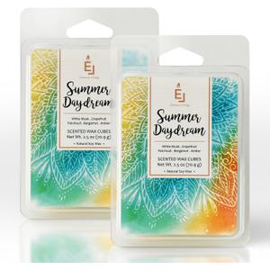 2 x Earnest Living Scented Wax Fragrance Melts Summer Daydream White Musk Grapefruit Patchouli Bergamot Amber Wax Cubes Pack Home Warmer Tart Electric Candle Air Freshener Aroma Decor Gift 2.5 oz (2-Pack)