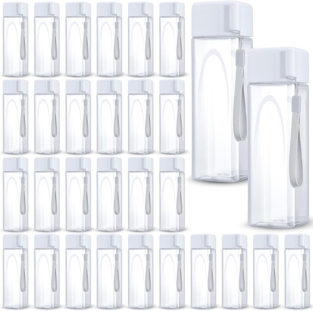 Mifoci 30 Pcs Water Bottle Bulk 17 oz Plastic Sports Water Bottles for Kids Adults Reusable Leak Proof Portable Drink Container Large for School Classroom Travel Camping Fitness Office(White)