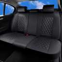 Huidasource Rear Bench Car Seat Covers, Split Back Leather Seat Cover, Automotive Vehicle Cushion Cover Fit for Most Cars Sedan SUV Pickup Truck, Fit for Acura Honda City Nissan (Back Row/Black)