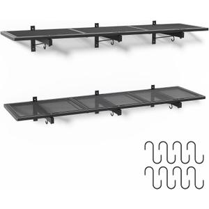 2 Pack Garage Wall Shelving, 1x3.85ft Heavy Duty Garage Shelving Wall Mounted 320 lbs Load Capacity, Black Garage Storage Shelves Floating Shelves for Basement, Shop, Shed