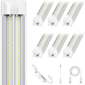 ELEKICO 6 Pack 100w 8ft Led Shop Light, Super Bright 15000lm 5000k V Shape 8' Led Shop Lights, Linkable 8 Foot Led Shop Lights for Garage Warehouse, Supermarket, Basement, Barn, Storage Area, 8ft-100w-6apck