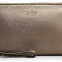 befen Genuine Leather Wristlet Clutch RFID Blocking Bag Cell Phone Wallet Purse Wristlet Wallet Purses and Handbags for Women (Metallic Bronze Pewter)