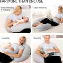 Momcozy Pregnancy Pillows for Side Sleeping, J Shaped Maternity Body Pillow for Pregnancy, Soft Pregnancy Pillow with Jersey Cover for Head Neck Belly Support, Grey