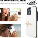 ONETOP for iPhone 15 Wallet Case with Card Holder, 360 Rotation Ring Kickstand RFID Blocking PU Leather Double Magnetic Clasp Shockproof Cover for Women and Girls 6.1 Inch (White)