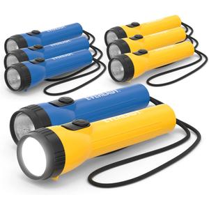 Eveready LED Flashlight (8-Pack) Bright Reliable Flashlights for General Purpose, Great for Camping, Car, Emergency Storm Power Outage Handheld Flashlight (Batteries Included) (Yellow / Blue)