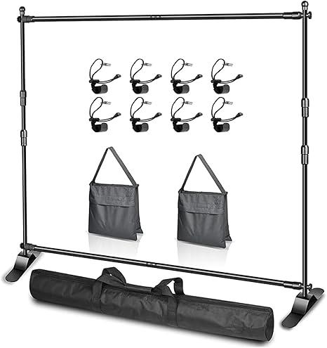 EMART Adjustable Photo Backdrop Banner Stand with 10 X 8ft（W X H） Telescopic Tubes, Suitable for Trade Shows, Professional Photography Booths, and Step and Repeat Background Displays