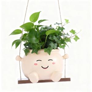 Swing Hanging planters Smile Face Indoor: Cute DIY Hair Planters in Garden