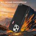 Leather Phone Case Wallet Card Case Compatible with iPhone 16 Pro Max Case, Wallet with 3 Credit Card Pockets Black Phone Case