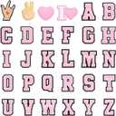 30Pcs Pink Letter Decoration Charms, Alphabet ABC-Z Characters with Heart, Peace and Love, Rock Shoe Charms for Teens Men Women and Adults