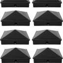 Nominal 4.5" x4.5" Plastic Pyramid Vinyl Fence Post Cap with Pre-Drilled Hole Black or White Multiple Quantities (8, Black)