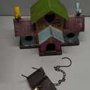 Large Bird Houses for Outside Hanging, 4 Hole Outdoor Bird House with Bell, Easy Clear, Colorful Metal Bird Houses for Outside