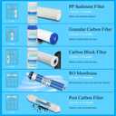 Geekpure 5 Stage Reverse Osmosis RO Drinking Water Filter System with Booster Pump and Extra 4 Filters-75GPD
