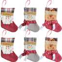 Hedume 6 Pack Christmas Stocking, Mini Xmas Stockings Decoration, Santa, Snowman, Reindeer for Christmas Tree Fireplace Hanging and Party Decor