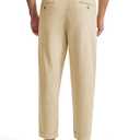 Rdruko Men's Linen Pants Lightweight Casual Cotton Pants Elastic Waist Beach Summer Pants with Pockets, Light Khaki, 2XL