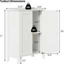 Fluted Bathroom Floor Storage Cabinet for Towels with 2 Doors,White