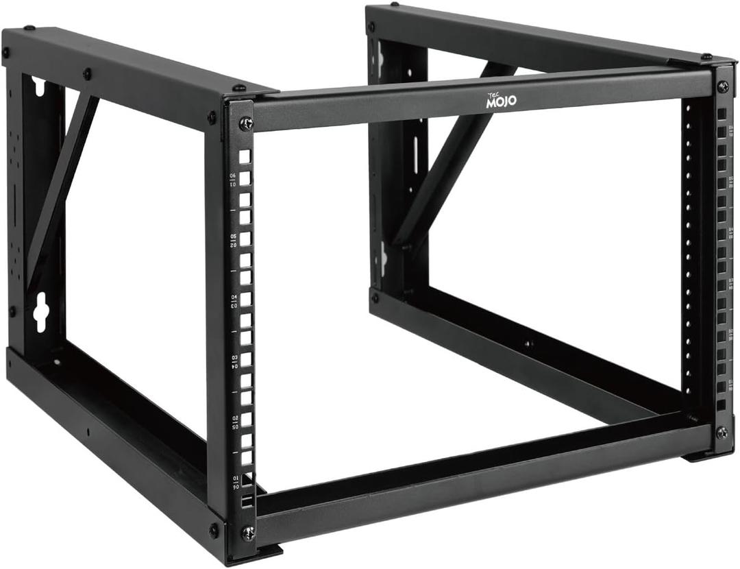 Tecmojo 6U Wall Mount Rack, Wall Mount Network Rack 24.8in Depth, Open Frame Server Rack for 19in IT/AV/Data/Home Equipment, Black