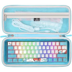 Tourmate Hard Storage Case for 60% Snpurdiri/DIERYA/Owpkeenthy/MageGee/TMKB/Camiysn 60% Percent Keyboard - Travel Box for RK Royal KLUDGE/CORBOBO WK61 Mechanical Keyboard(Only Box) (Cyan)