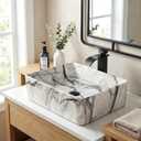 Bathroom 19"X15" Vessel Sink,Ceramic Vessel Sink with Faucet and Drain Combo Rectangular Small Sink Marble Vanity Sinks for Bathrooms Above Counter, 19.2" x 15" x 5.8"