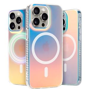 LONLI Hue - Magnetic Case for iPhone 15 Pro - [Compatible with Magsafe] - [360° Shock-Absorbent Bumper] - [Cute and Unique Phone Cover for Girls and Women] - Fluorescent Holographic Iridescent