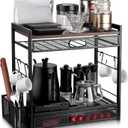 3 Tier Coffee Bar Organizer with Pull-Out K Cup Organizer (30+ Capsule Capacity),4 Hooks & Storage Basket-Countertop Coffee Station for Kitchen/Office,Coffee Bar,Mugs,Tea