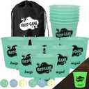 Juegoal Outdoor Toss Games Set with 12 Buckets and 4 Balls, Toss Game Throwing Outside Family Game for Beach, Camping, Lawn and Backyard, Black