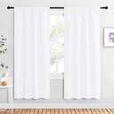 NICETOWN 50% Light Blocking Kitchen Curtains - Window Treatment Rod Pocket Curtains/Drapes for Bedroom (2 Panels, 42 by 72, White)