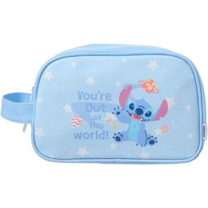MINISO Stitch Cartoon Print Makeup Bag, Cosmetic Organizer with Zipper, Travel Toiletry Bag for Women