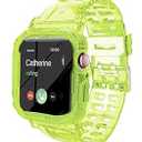 SXTDDSP Compatible with Apple Watch Band 42mm 44mm 45mm, Jelly Crystal Clear Sport Bands for Women Men Strap Case for iWatch Series 9/ 8/ 7/ 6/ 5/ 4/ 3/ 2/ 1/ SE, Yellow