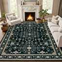 Area Rugs 9x12 Living Room Rug: Washable Rug Soft Vintage Boho Medallion Carpet Indoor Floor Non-Slip Stain Resistant Large Carpets for Bedroom Dining Room Farmhouse Nursery Home Office Black