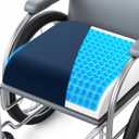 Wheelchair Seat Cushion - Cooling Gel & Memory Foam Office Chair Cushion with Non-Slip Bottom & Washable Cover, Ergonomic Car Seat Pillow for Sciatica, Tailbone, Back Comfort (Navy Blue)