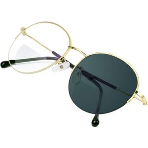 VisionGlobal Bifocal Reading Glasses Blue Light Blocking for Men and Women - Stylish Retro Round Computer Readers (+0.50/+3.00 Magnification, 3097_golden(c5)_sb_gray)