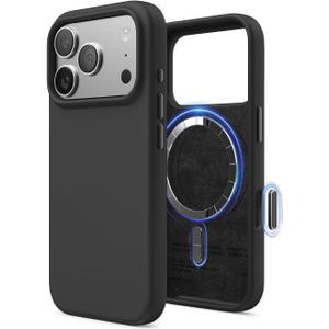 elago for iPhone 17 Pro Case, Premium Magnetic Silicone Case, Compatible with MagSafe, Liquid Silicone Material, Protective Cover, Shockproof, Slim Phone, 6.3 inch (Black)