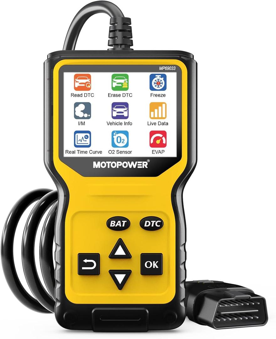 MOTOPOWER MP69033 Pro OBD2 Scanner Code Reader Check Engine Fault Light Diagnostic Scan Tool with Battery Tester